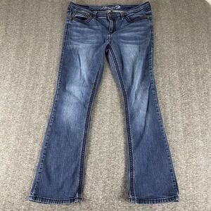 Seven7 Vintage Straight Leg Jeans Women's Sz 35 M Wash Embellished Back Pockets